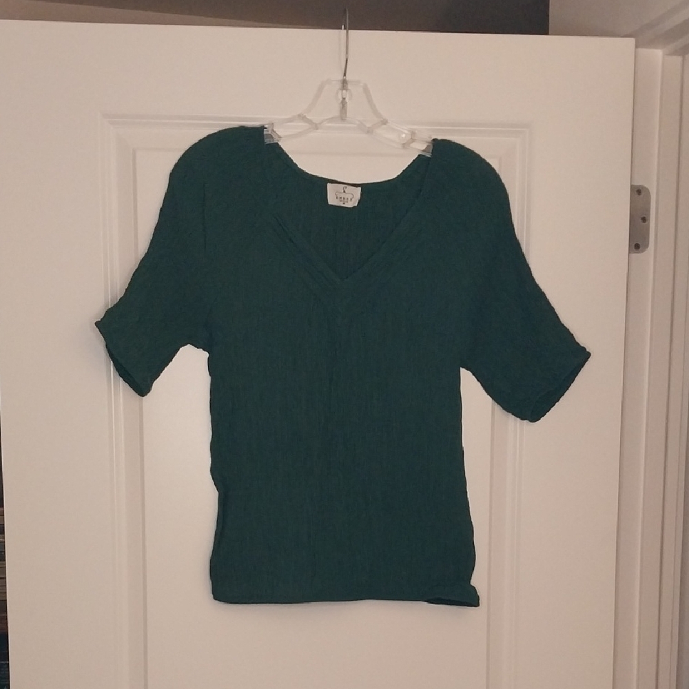 Women's Forest Green V-neck Blouse